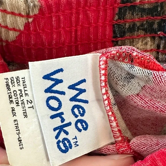 Vintage Red Teddy Bear Leggings, size 2T - Picture 3 of 5